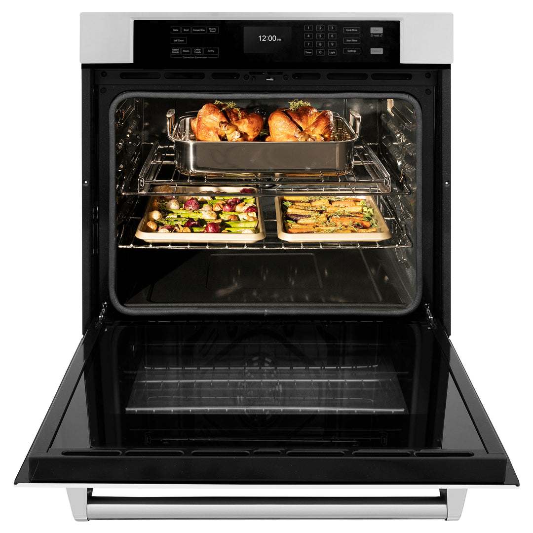 ZLINE 30" Professional Single Wall Oven with Air Fry and Self-Clean in Stainless Steel with White Matte Door, WAS-WM-30