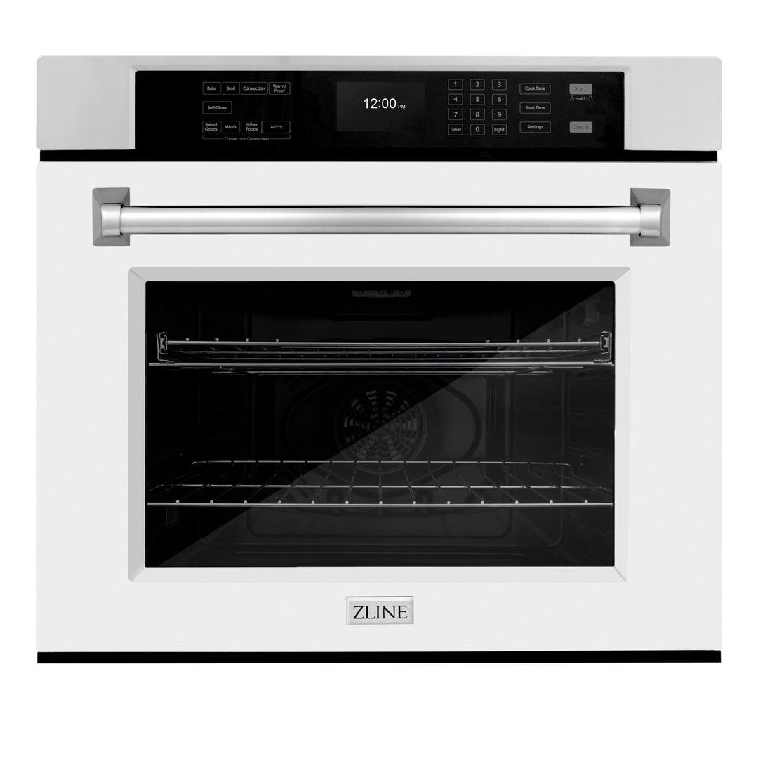 ZLINE 30" Professional Single Wall Oven with Air Fry and Self-Clean in Stainless Steel with White Matte Door, WAS-WM-30