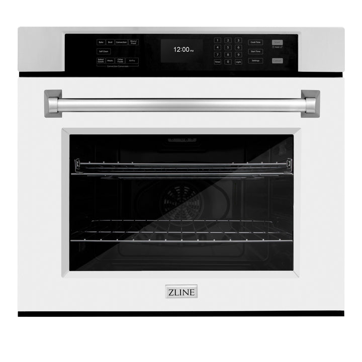 ZLINE 30" Professional Single Wall Oven with Air Fry and Self-Clean in Stainless Steel with White Matte Door, WAS-WM-30