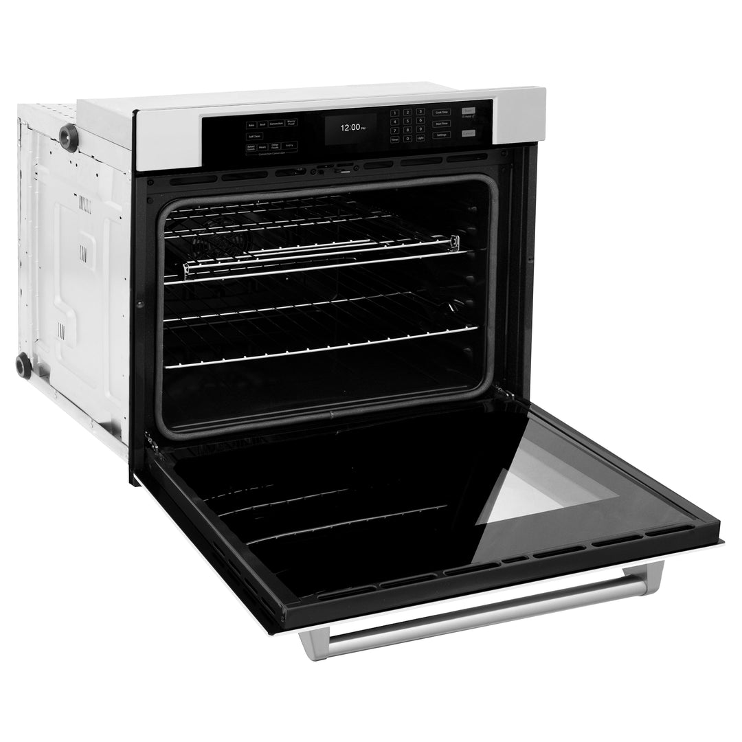 ZLINE 30" Professional Single Wall Oven with Air Fry and Self-Clean in Stainless Steel with White Matte Door, WAS-WM-30