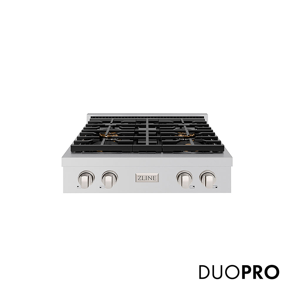 ZLINE 30 in. Paramount Gas Rangetop with 4 Burner DuoPro™ Cooktop in Stainless Steel