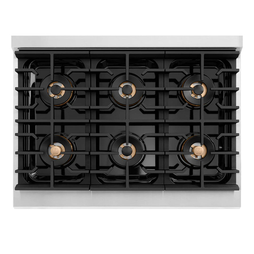 ZLINE Autograph Edition Paramount Gas Rangetops with 6 or 8 Burner DuoPro™ Cooktops and Matte Black Accents – 36" and 48" Widths.
