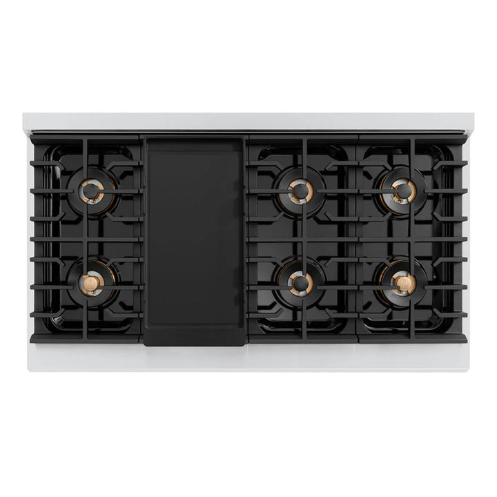ZLINE Autograph Edition Paramount Gas Rangetops with 6 or 8 Burner DuoPro™ Cooktops and Champagne Bronze Accents – 36" and 48" Widths