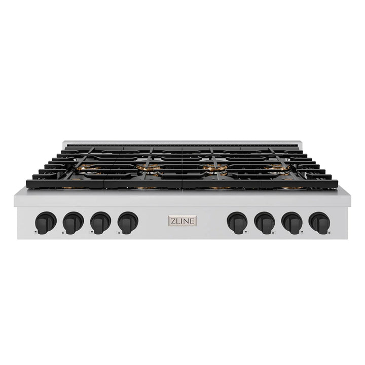 ZLINE Autograph Edition Paramount Gas Rangetops with 6 or 8 Burner DuoPro™ Cooktops and Matte Black Accents – 36" and 48" Widths.