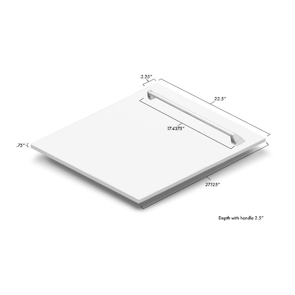 ZLINE 24 in. Tallac Series 3rd Rack Dishwasher with White Matte Panel and Traditional Handle, 51dBa (DWV-WM-24)