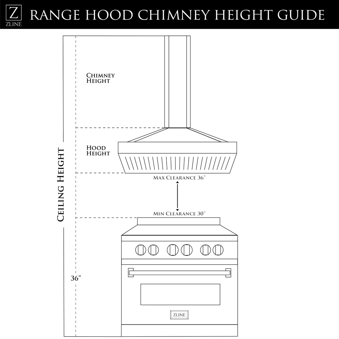 ZLINE 36" Convertible Vent Island Mount Range Hood in Stainless Steel &amp; Glass (GL14i-36)