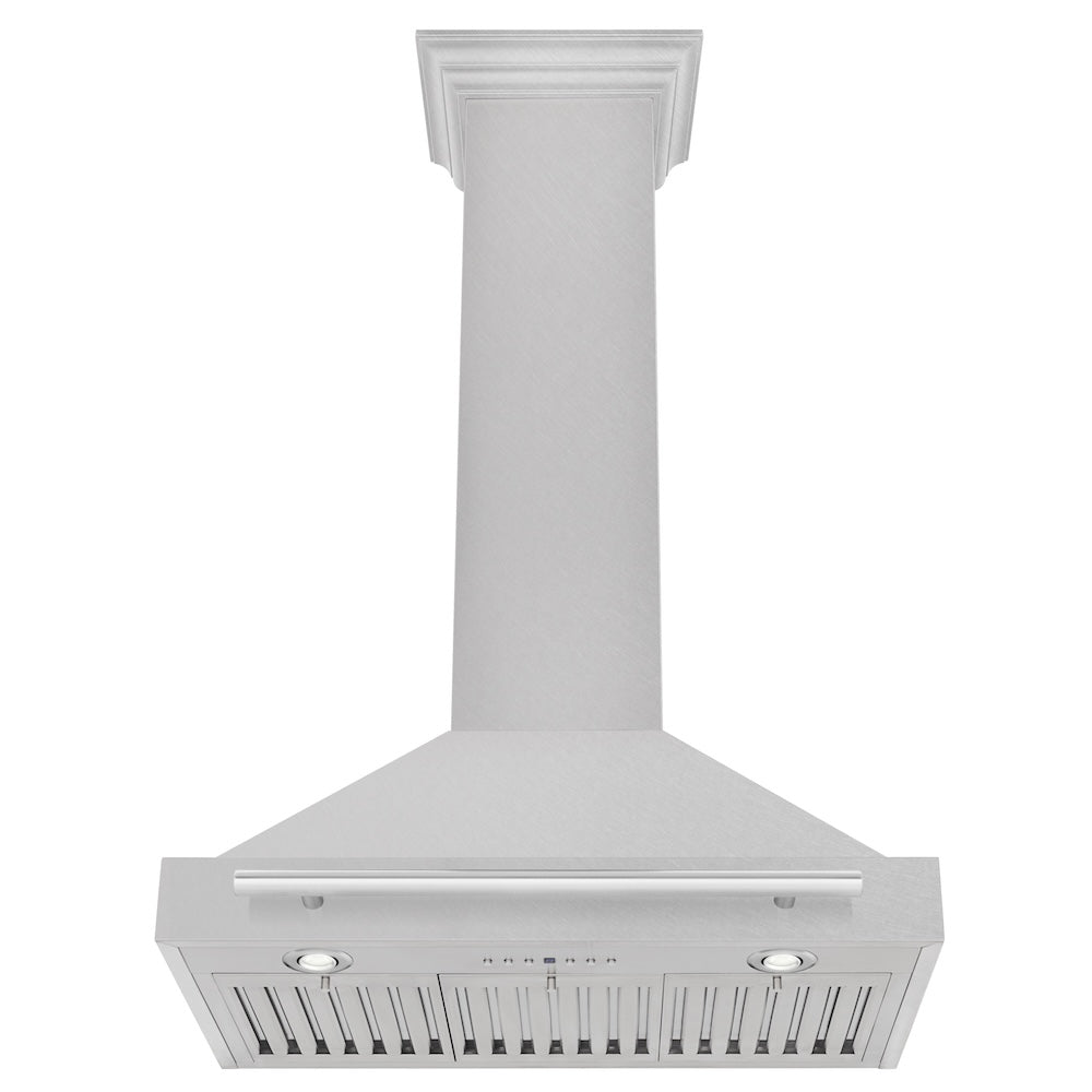 ZLINE 30 in. Convertible Satin Stainless Steel Wall Mount Range Hood with Stainless Steel Handle (KB4SNX-30)