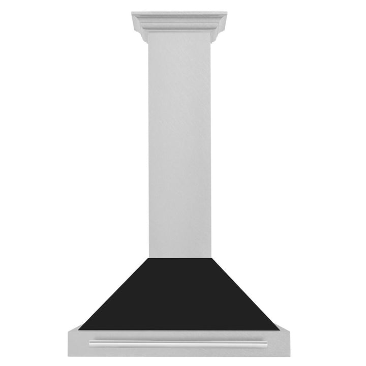 ZLINE 30 in. Convertible Fingerprint Resistant Satin Stainless Steel Range Hood with Black Matte Shell and Stainless Steel Handle (KB4SNX-BLM-30)