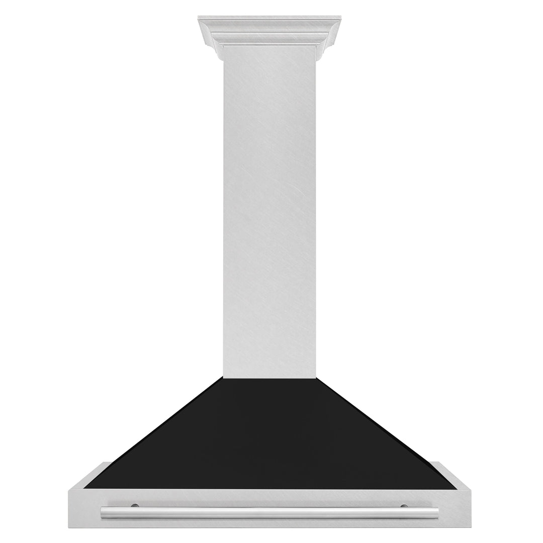 ZLINE 36 Inch DuraSnow® Stainless Steel Range Hood with Black Matte Shell and Stainless Steel Handle, KB4SNX-BLM-36