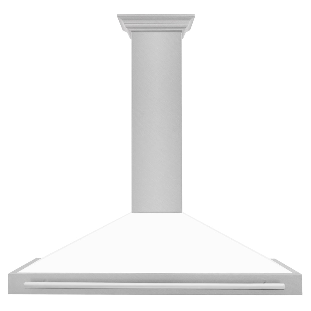 ZLINE 48 Inch DuraSnow® Stainless Steel Range Hood with White Matte Shell and Stainless Steel Handle, KB4SNX-WM-48