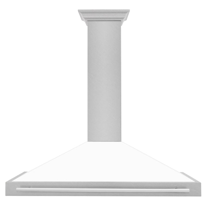 ZLINE 48 Inch DuraSnow® Stainless Steel Range Hood with White Matte Shell and Stainless Steel Handle, KB4SNX-WM-48