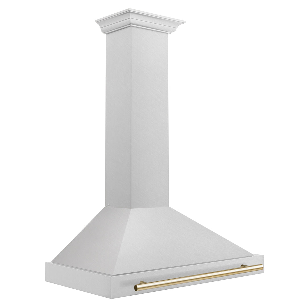 ZLINE 36 Inch Autograph Edition DuraSnow® Stainless Steel Range Hood with Gold Handle, KB4SNZ-36-G