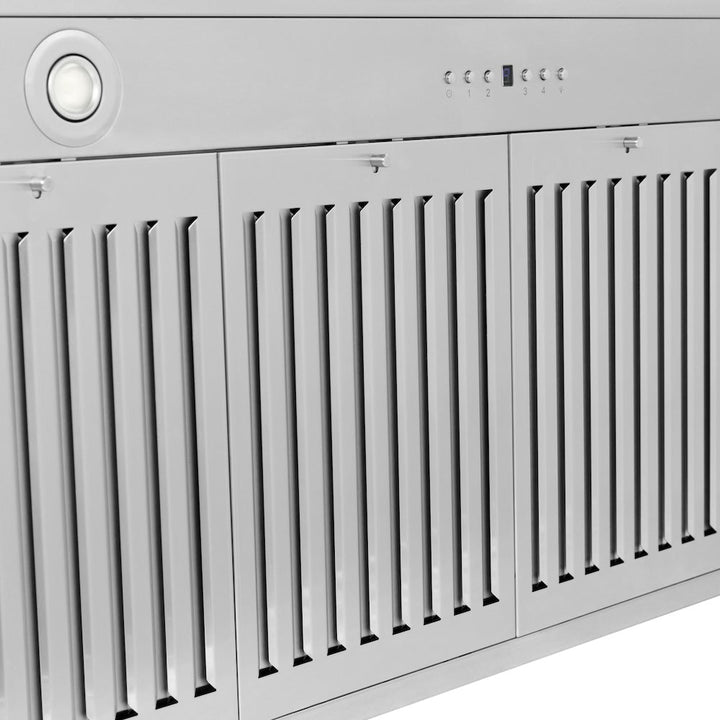 ZLINE 48 in. Autograph Edition Convertible Fingerprint Resistant Satin Stainless Steel Range Hood with White Matte Shell and Champagne Bronze Handle (KB4SNZ-WM48-CB)