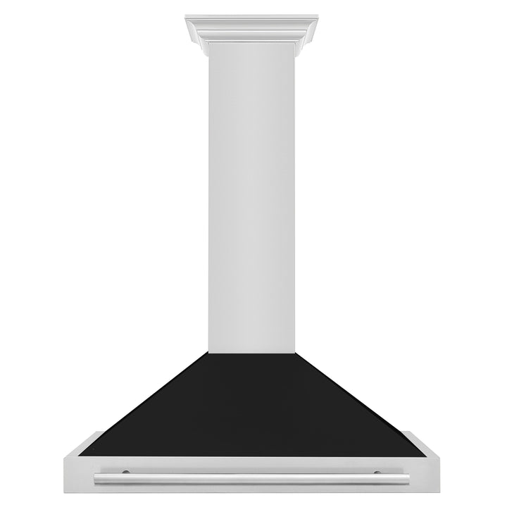 ZLINE 36 Inch Stainless Steel Range Hood with Black Matte Shell and Stainless Steel Handle, KB4STX-BLM-36