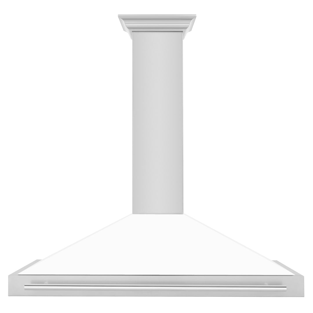 ZLINE 48 Inch Stainless Steel Range Hood with White Matte Shell and Stainless Steel Handle, KB4STX-WM-48