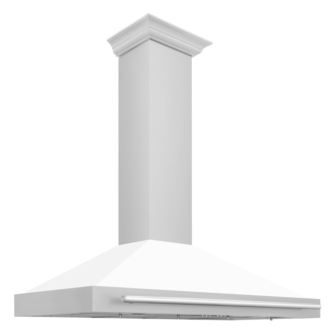 ZLINE 48 Inch Stainless Steel Range Hood with White Matte Shell and Stainless Steel Handle, KB4STX-WM-48