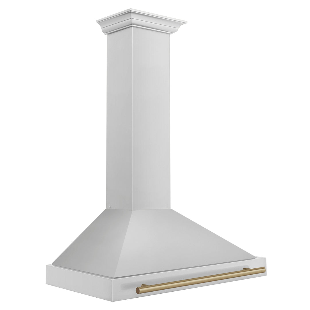 ZLINE 36 Inch Autograph Edition Stainless Steel Range Hood with Champagne Bronze Handle, KB4STZ-36-CB