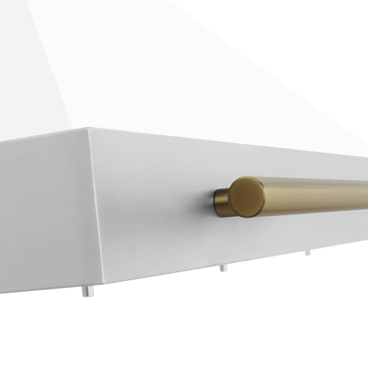 ZLINE 30" Autograph Edition Convertible Stainless Steel Range Hood with White Matte Shell and Champagne Bronze Accents
