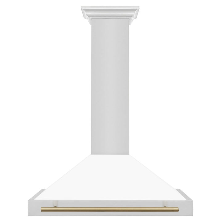 ZLINE 36 in. Autograph Edition Convertible Stainless Steel Range Hood with White Matte Shell and Champagne Bronze Accents (KB4STZ-WM36-CB)