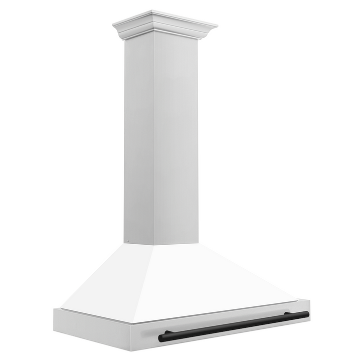ZLINE 36 in.Autograph Edition Convertible Stainless Steel Range Hood with White Matte Shell and Matte Black Accents (KB4STZ-WM36-MB)