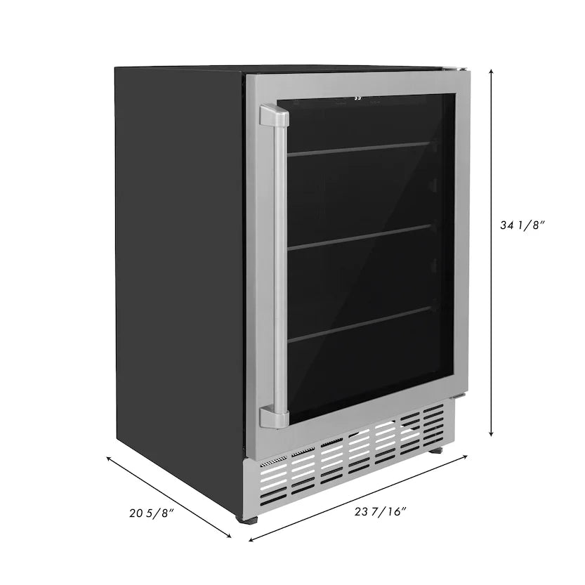 ZLINE 24" 154 Can Beverage Fridge in Stainless Steel - Monument Series, RBV-US-24