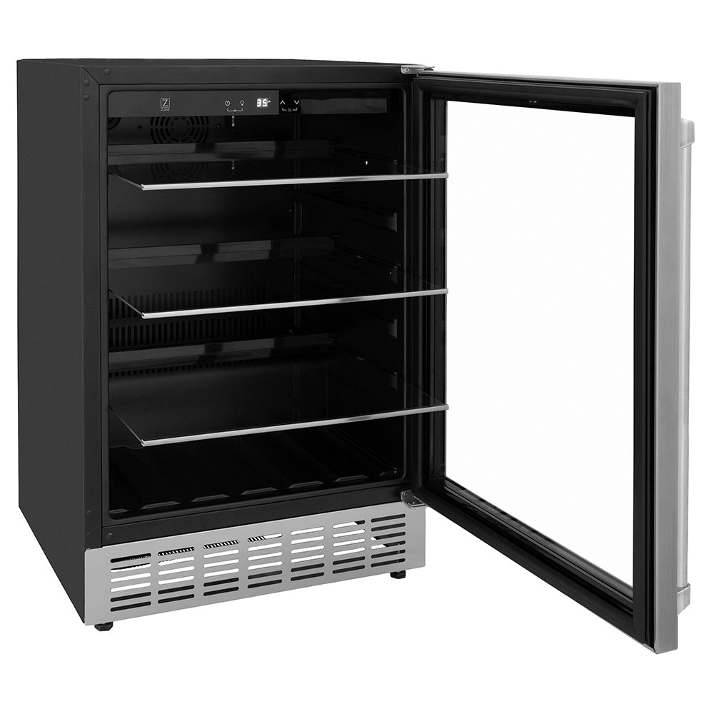 ZLINE 24 in. Monument 154 Can Beverage Fridge in Stainless Steel, Open Box-Excellent Condition
