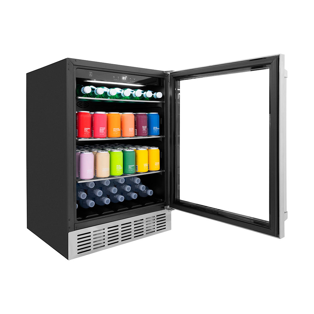 ZLINE 24 in. Monument 154 Can Beverage Fridge in Stainless Steel, Open Box-Excellent Condition