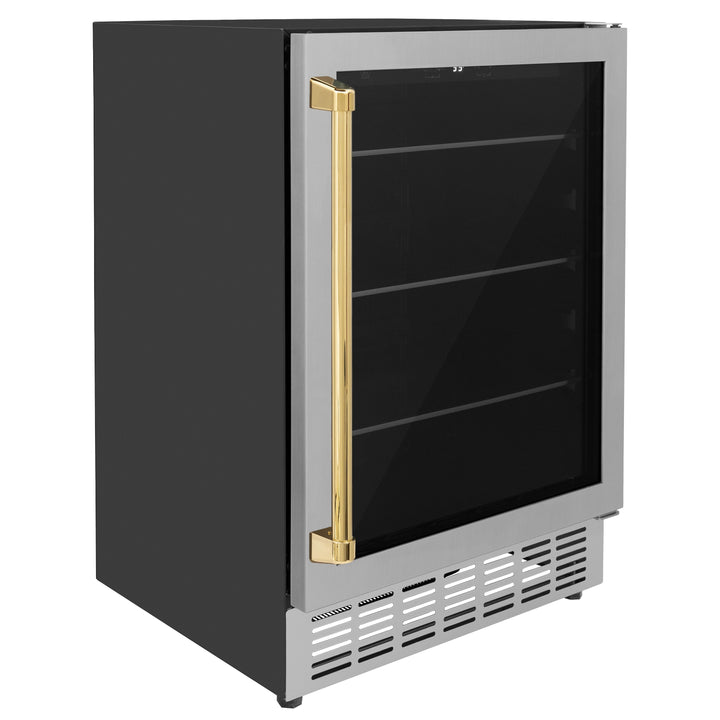 ZLINE Autograph Package - 24" Wine Cooler and 24" Beverage Fridge with Gold Accents, 2KP-RBV-RWV-G