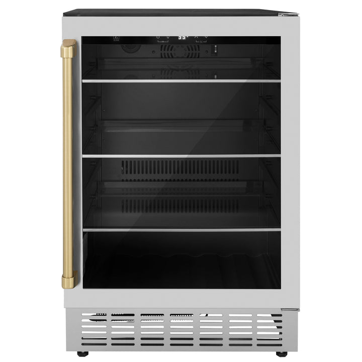 ZLINE Autograph Package - 24" Wine Cooler and 24" Beverage Fridge with Champagne Bronze Accents, 2KP-RBV-RWV-CB