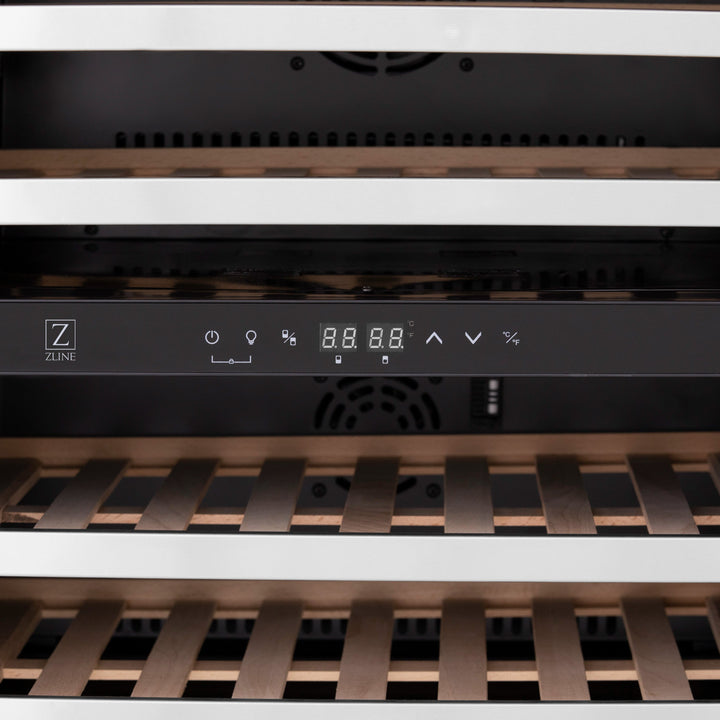 ZLINE 24 in. Monument Dual Zone 44 Bottle Wine Cooler with Wood Shelves in Stainless Steel, Open Box-Excellent Condition