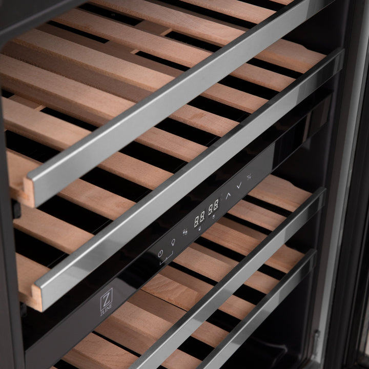 ZLINE 24 in. Monument Dual Zone 44 Bottle Wine Cooler with Wood Shelves in Stainless Steel, Open Box-Excellent Condition