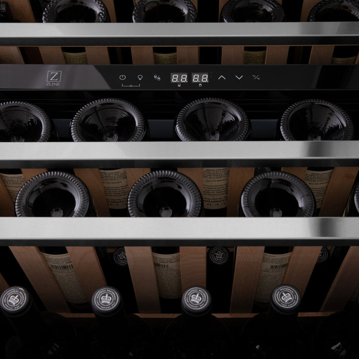 ZLINE 24 in. Monument Dual Zone 44 Bottle Wine Cooler with Wood Shelves in Stainless Steel, Open Box-Excellent Condition