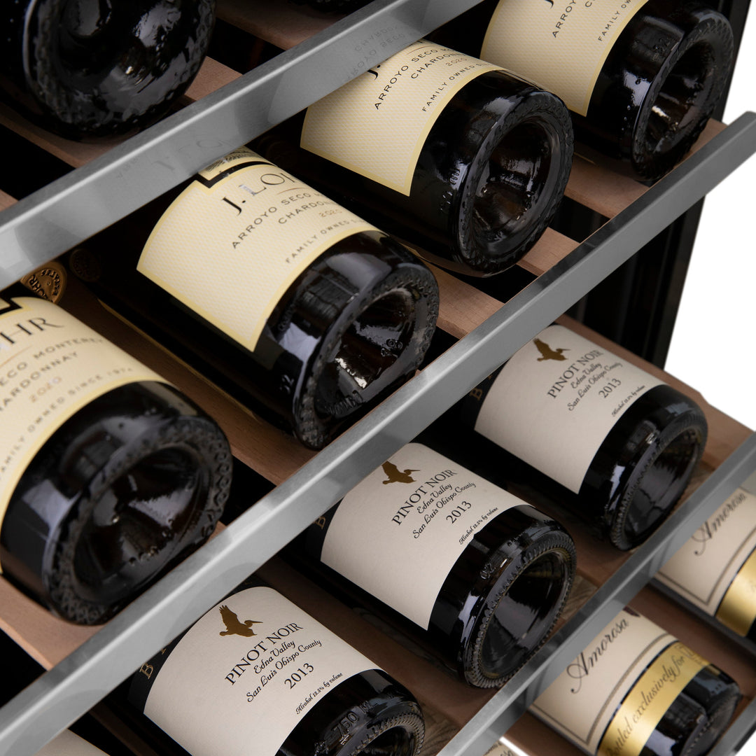 ZLINE 24 in. Monument Dual Zone 44 Bottle Wine Cooler with Wood Shelves in Stainless Steel, Open Box-Excellent Condition
