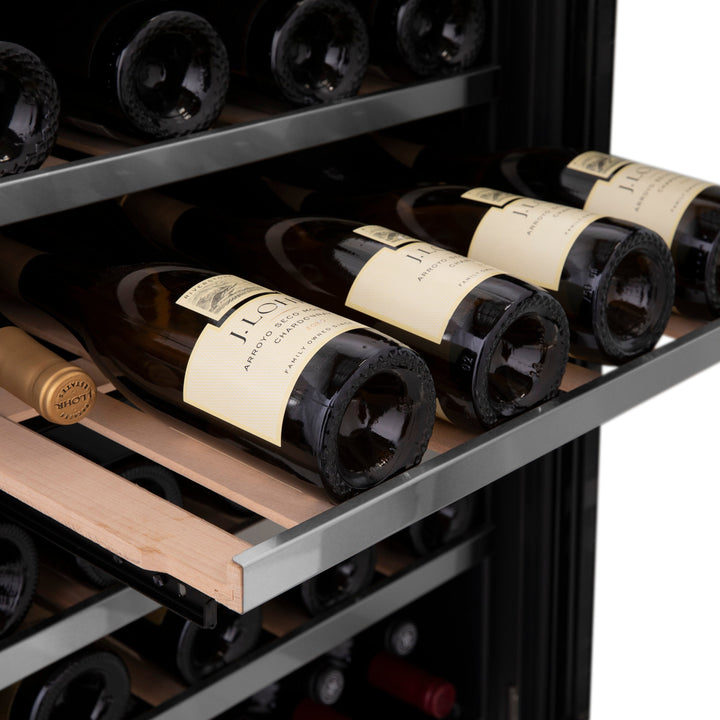 ZLINE 24 in. Monument Dual Zone 44 Bottle Wine Cooler with Wood Shelves in Stainless Steel, Open Box-Excellent Condition