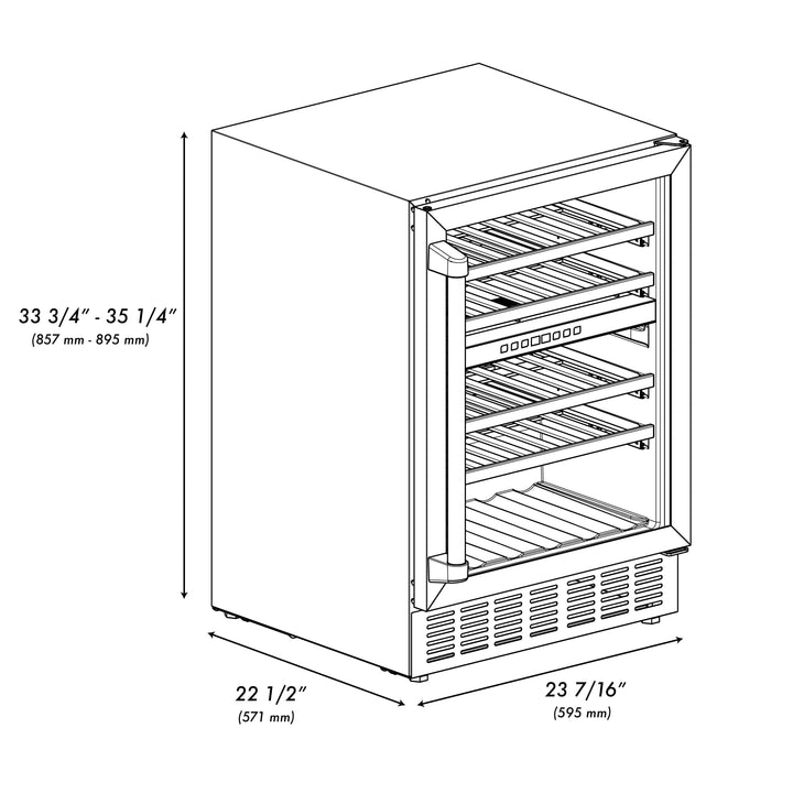 ZLINE 24 in. Monument Dual Zone 44 Bottle Wine Cooler with Wood Shelves in Stainless Steel, Open Box-Excellent Condition