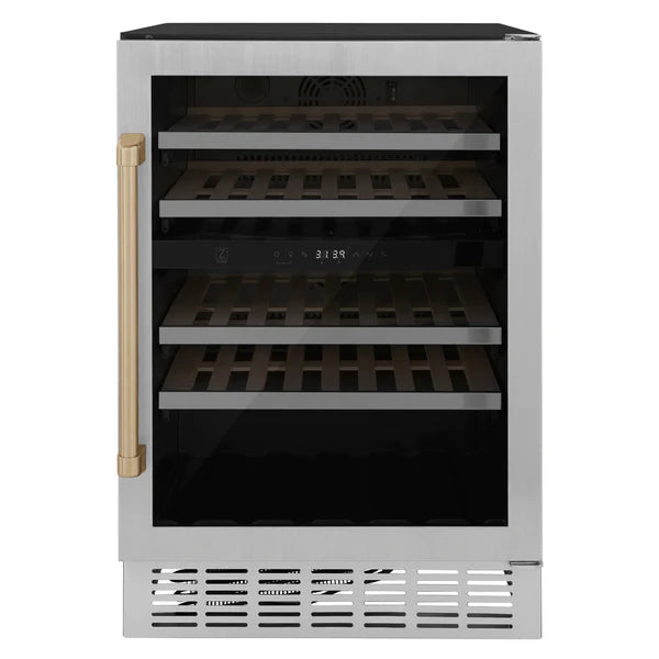 ZLINE Autograph Package - 24" Wine Cooler and 24" Beverage Fridge with Champagne Bronze Accents, 2KP-RBV-RWV-CB