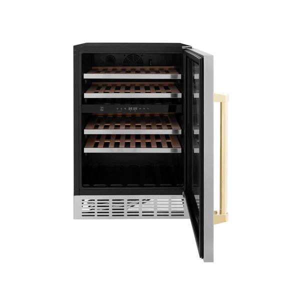 ZLINE Autograph Package - 24" Wine Cooler and 24" Beverage Fridge with Gold Accents, 2KP-RBV-RWV-G