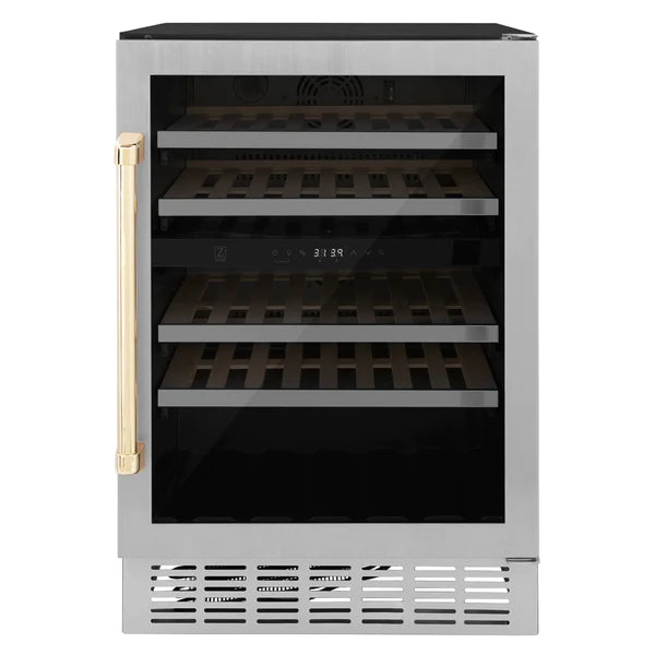 ZLINE Autograph Package - 24" Wine Cooler and 24" Beverage Fridge with Gold Accents, 2KP-RBV-RWV-G