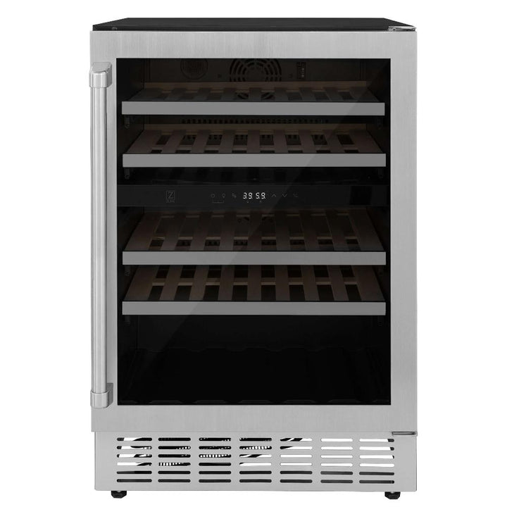 ZLINE Kitchen Package with Refrigerator, 36 in. Stainless Steel Gas Range, 36 in. Range Hood, Microwave Drawer, 24 in. Tall Tub Dishwasher and Wine Cooler (6KPR-SGRRH36-MWDWV-RWV)