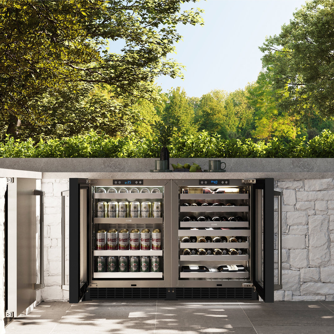 ZLINE 24" Touchstone Dual Zone 44 Bottle Wine Cooler with Black Matte Glass Door, RWDO-BLM-24