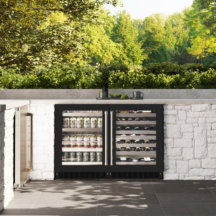 ZLINE 24" Touchstone Dual Zone 44 Bottle Wine Cooler with Black Matte Glass Door, RWDO-BLM-24