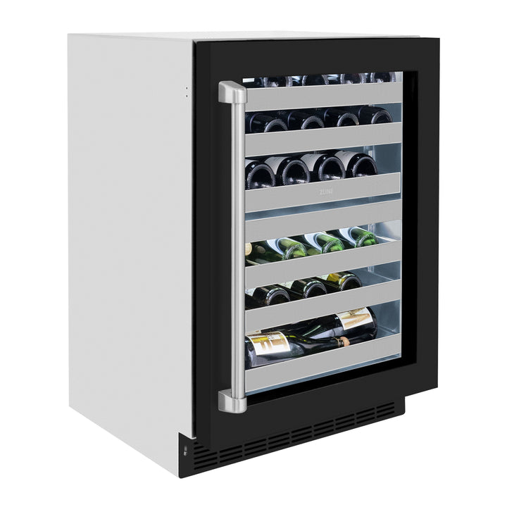 ZLINE 24" Touchstone Dual Zone 44 Bottle Wine Cooler with Black Matte Glass Door, RWDO-BLM-24