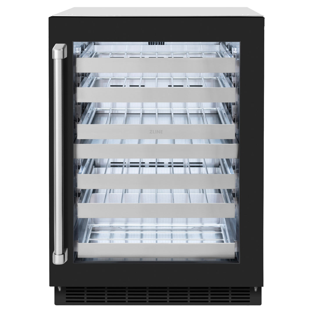 ZLINE 24" Touchstone Dual Zone 44 Bottle Wine Cooler with Black Matte Glass Door, RWDO-BLM-24