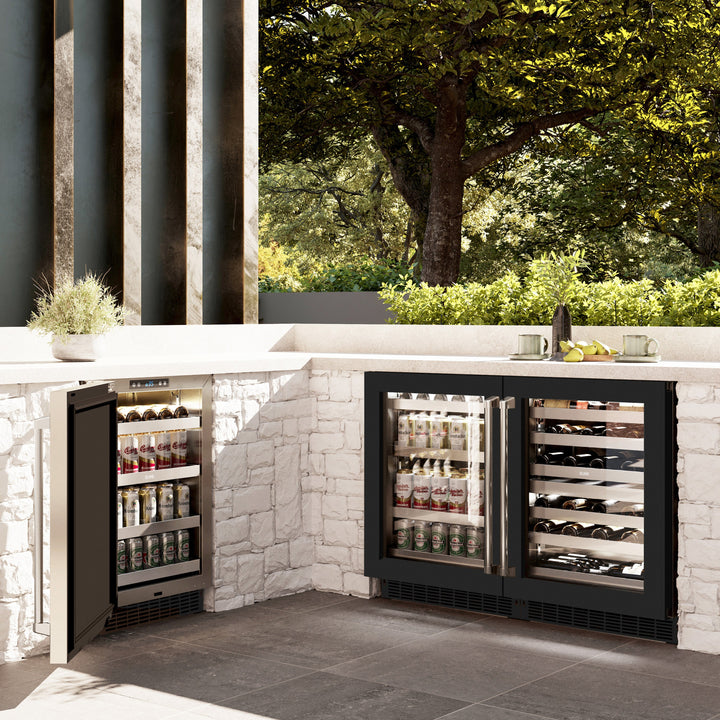 ZLINE 24" Touchstone Dual Zone 44 Bottle Wine Cooler with Black Matte Glass Door, RWDO-BLM-24