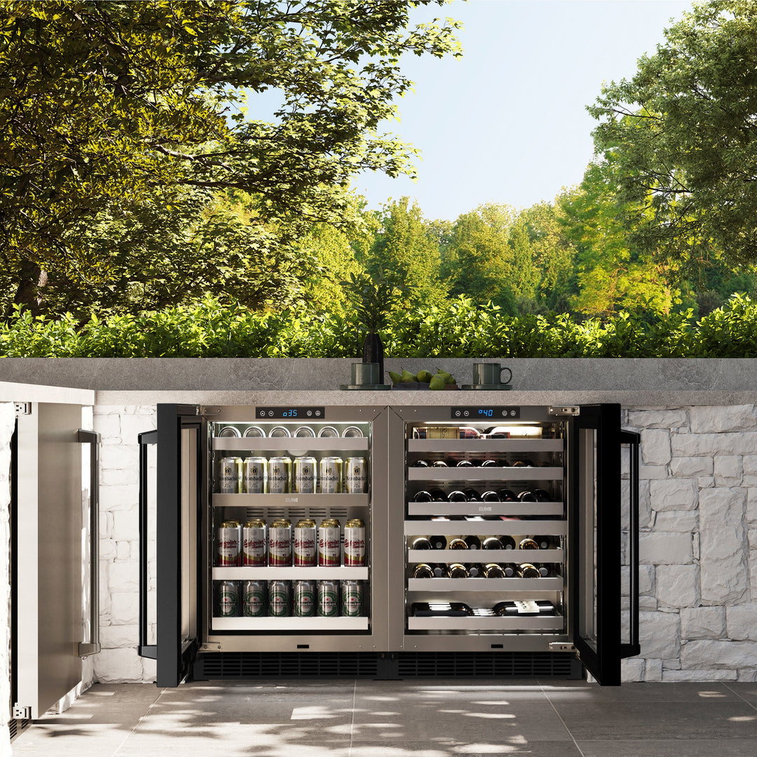 ZLINE 24" Touchstone Dual Zone 44 Bottle Wine Cooler with Black Stainless Steel Glass Door, RWDO-BS-24