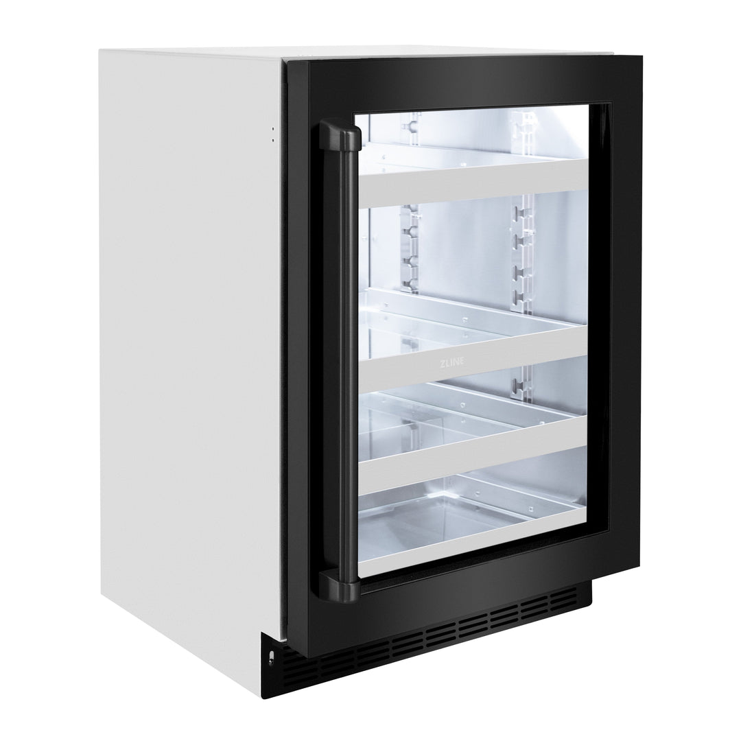 ZLINE 24" Touchstone 151 Can Beverage Fridge with Black Stainless Steel Glass Door, RBSO-BS-24