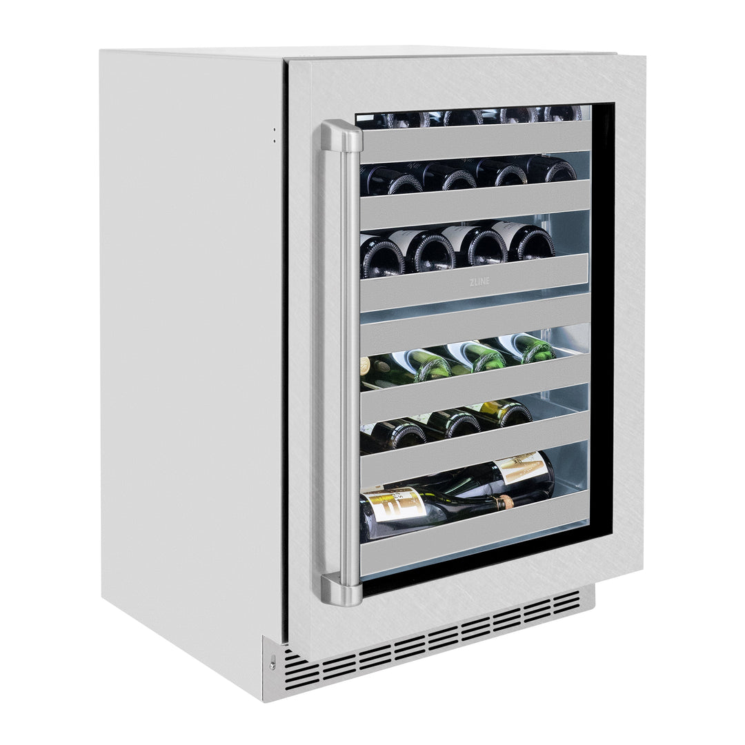 ZLINE 24" Touchstone Dual Zone 44 Bottle Wine Cooler with DuraSnow® Stainless Steel Glass Door, RWDO-SN-24