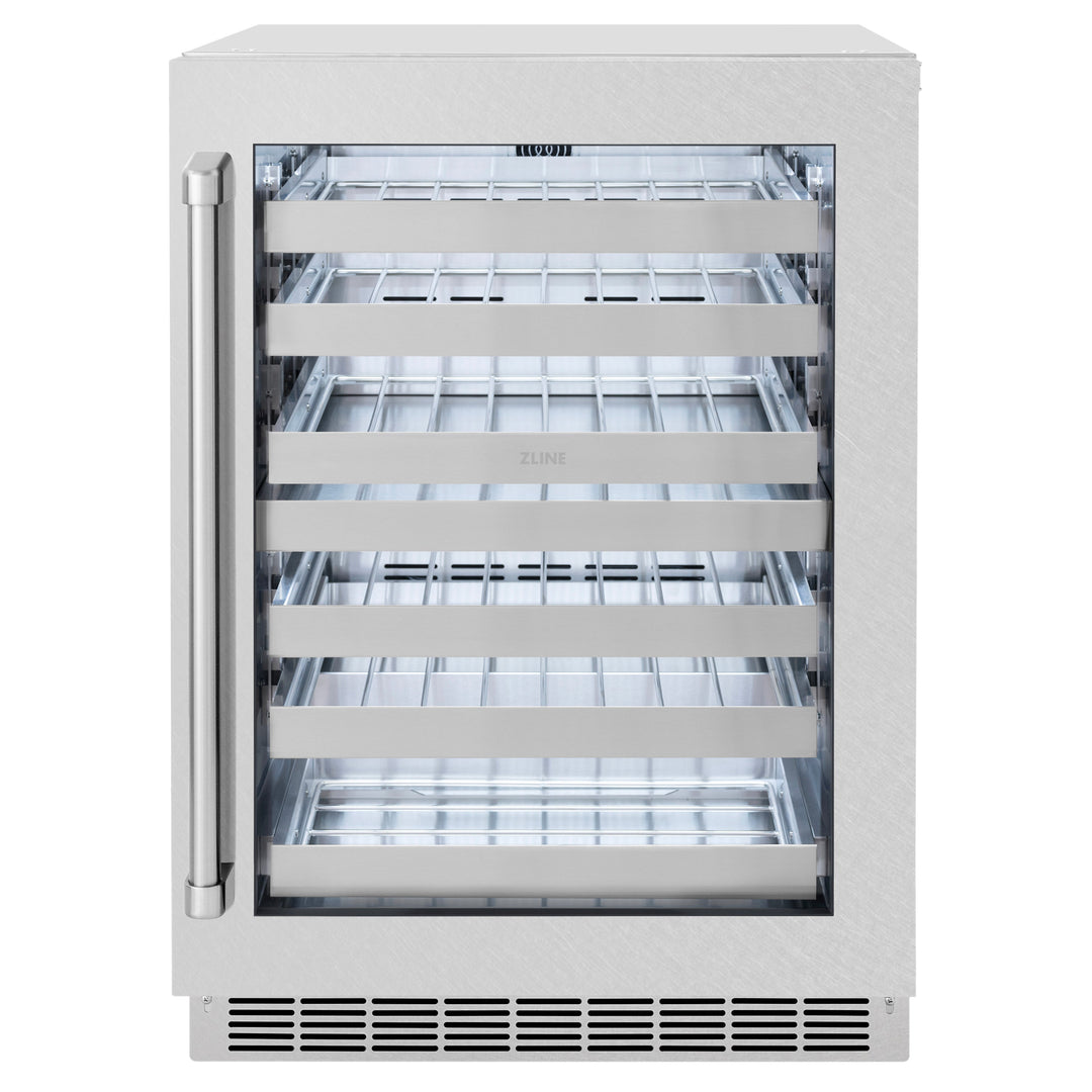 ZLINE 24" Touchstone Dual Zone 44 Bottle Wine Cooler with DuraSnow® Stainless Steel Glass Door, RWDO-SN-24