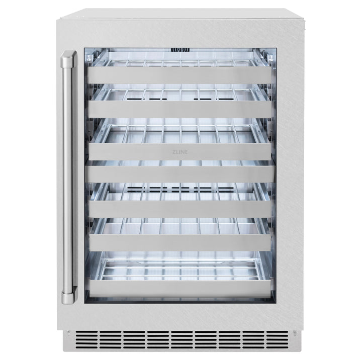 ZLINE 24" Touchstone Dual Zone 44 Bottle Wine Cooler with DuraSnow® Stainless Steel Glass Door, RWDO-SN-24