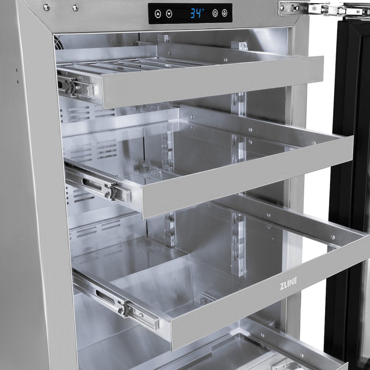 ZLINE 24 in. Touchstone 151 Can Beverage Fridge with Panel Ready Glass Door, Open Box-Excellent Condition